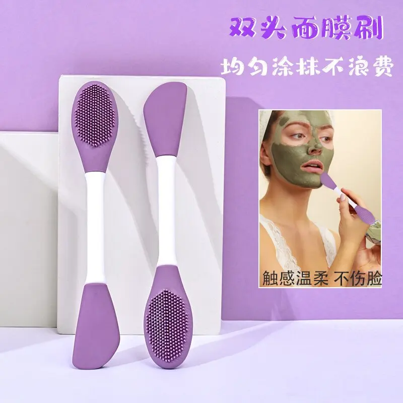 1 Stuks Dubbele Hoofd Siliconen Gezichtsmasker Borstels Gezichtsreiniging Borstels DIY Modder Film Schraper Gezichtsverzorging Massage Tool Dropshiping