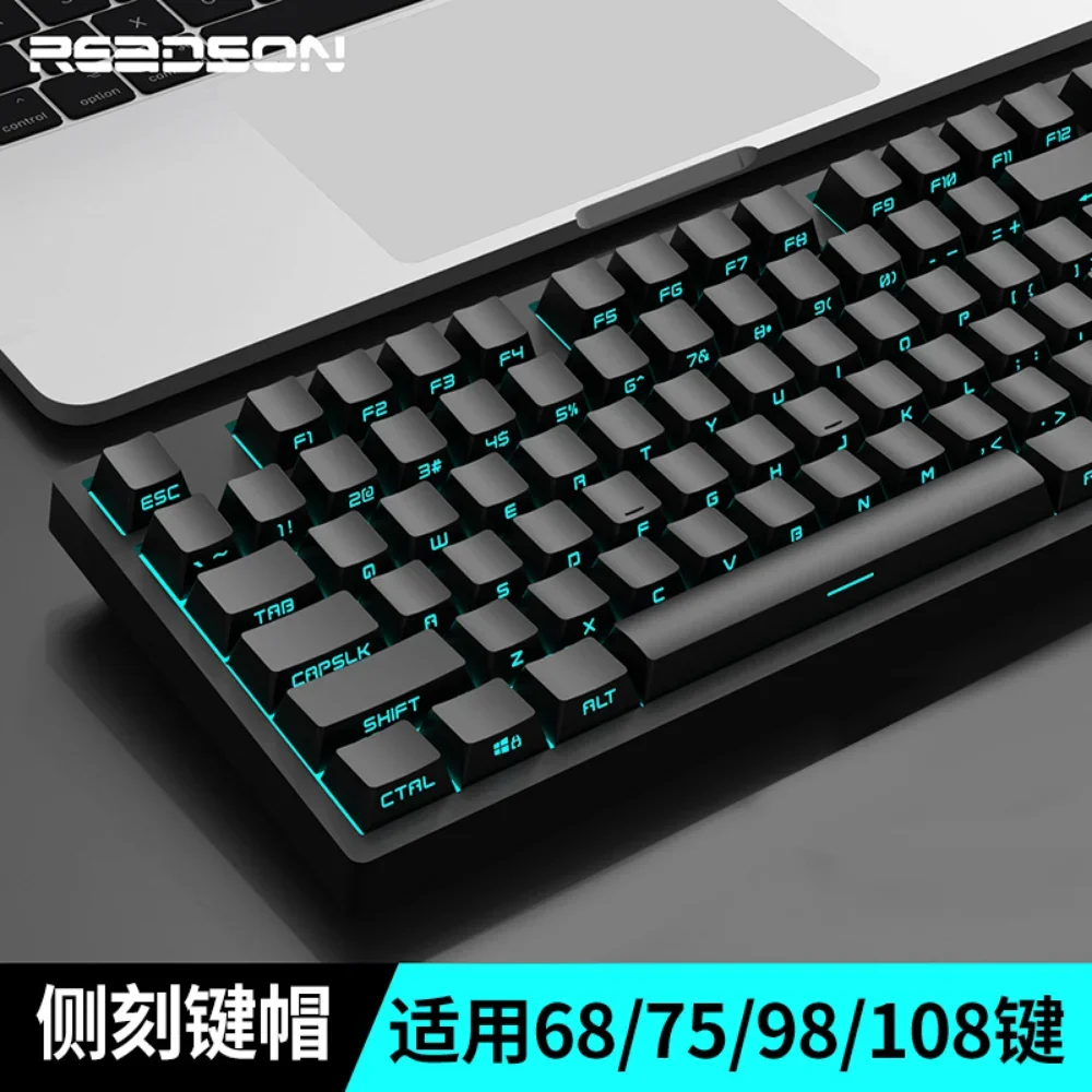 

mu68 keycap black side engraved transparent mechanical keyboard keycap PBT magnetic axis OEM customized 75 arrangement mu68/ez63