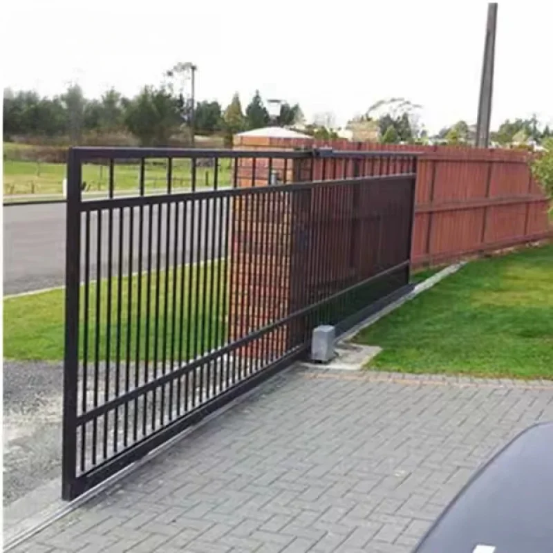 custom.Modern Aluminum Field Fence Panels Sleek Sliding Gate with Security Features Perimeter 3D Modeling Inc