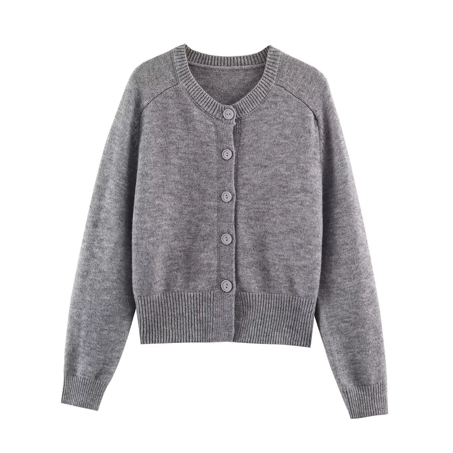 

Round Neck Single-Breasted Long-Sleeve Knitted Cardigan Sweater Coat 2025 Winter New Women's Casual Elegant Versatile