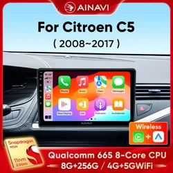 Ainavi Car Stereo For Citroen C5 2008 2009 2010 2011-2017 Multimedia Player Carplay GPS Android Car Radio Navigation No 2Din DVD