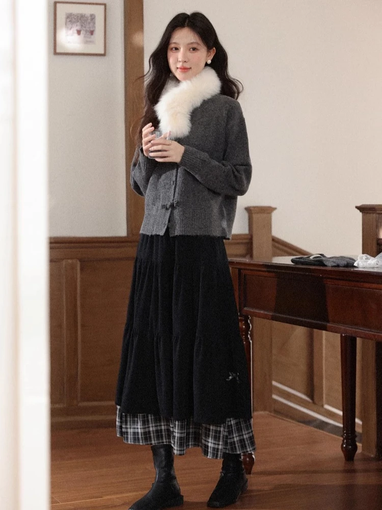 ALXNAN femmes tricoté Cardigan 2025 col rond grenouille boutons élastique respirant tricots décontracté femme à manches longues hauts L58907