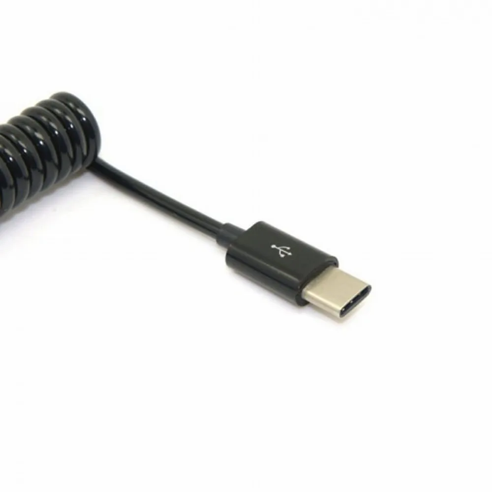 Cable en espiral con resorte de USB-C, Cable de datos macho tipo C A macho estándar USB 3,1 A, para tableta y teléfono móvil, USB-C 2,0