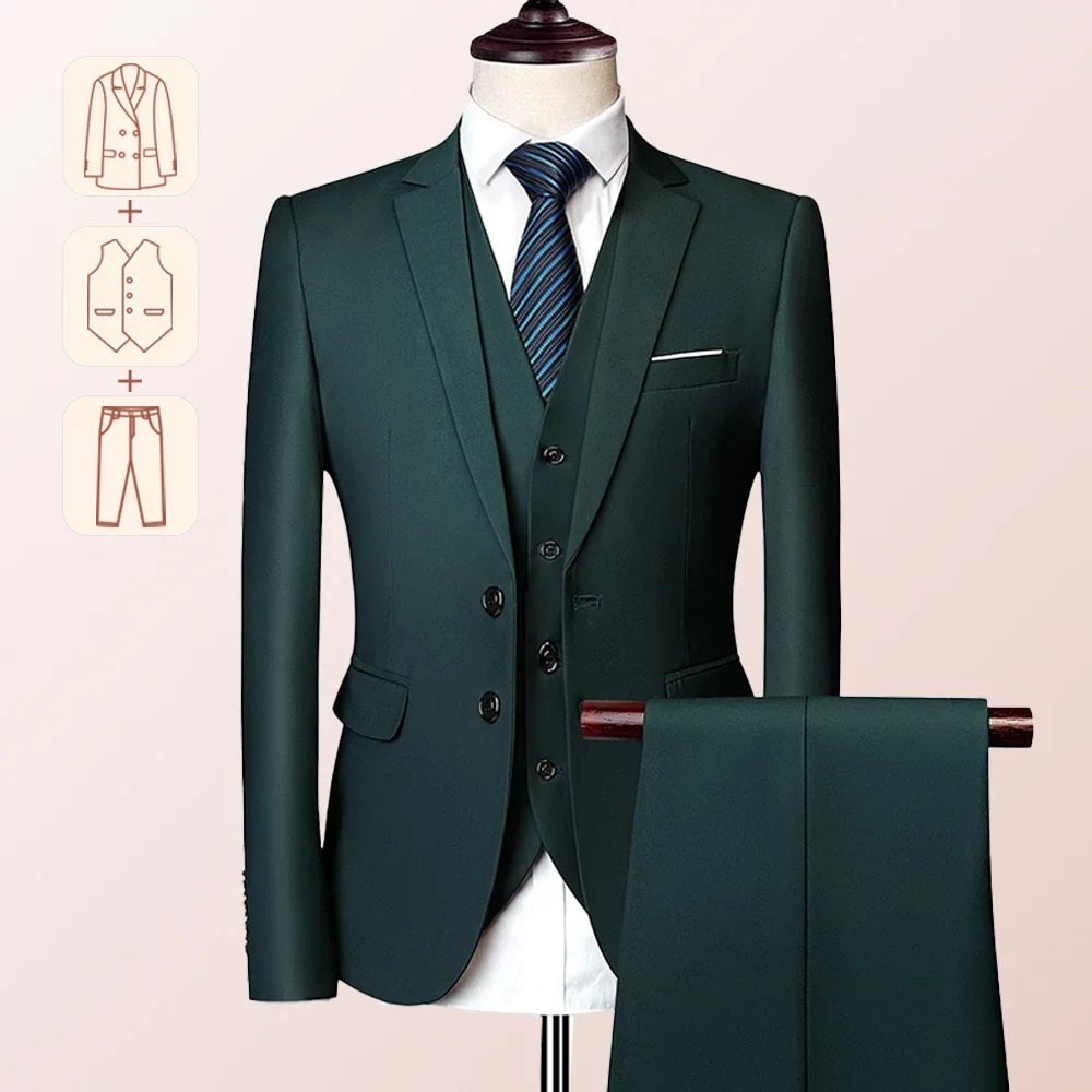 Herren Business Freizeit anzug für Hochzeiten, echter Blazer, Weste und Hose, große und große, schmal geschnittene Weste, Anzug hose, US-Größe