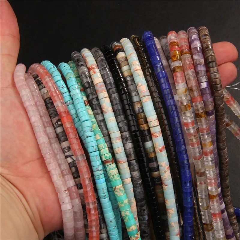Natural Stone Round Beads Rondelle Cylindrical Shape Good Quality Loose Beads For Jewelry Making DIY Bracelets Fitting 3*6mm