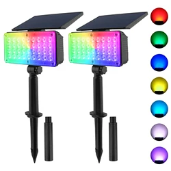 T-SUN 2PCS RGB Solar Light Outdoor Solar Spotlight Solar Power Light For Garden Decor Festival Decorative Lamp Landscape Light