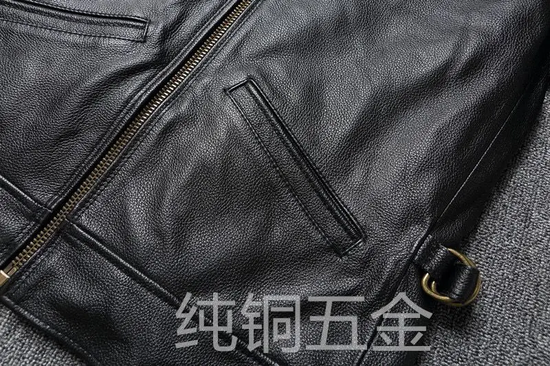 Men\'s Genuine Leather Jacket Natural Real Cowhide Coat for Male Daily Outerwear Windbreaker Black Plus Size XXXXXXL 5XL 4XL 3XL