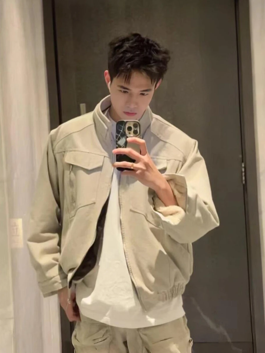 

Мужская бейсбольная куртка Ombre в американском уличном стиле, весна-осень, Cleanfit, рабочая одежда, свободный крой, утепленная