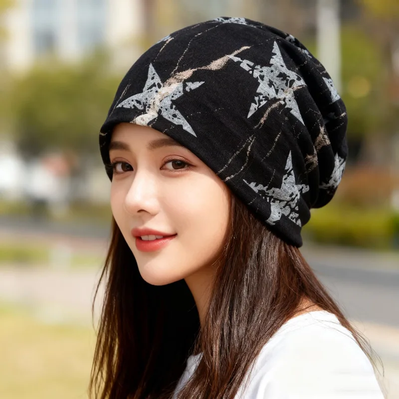 

Spring and Autumn Graffiti Pentagram Baotou Hat Warm Cap Outdoor Riding Hat Korean Version Pregnancy Confinement Hat