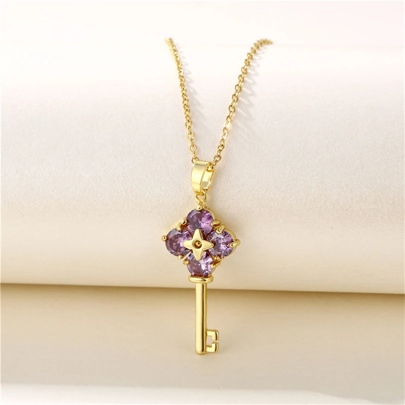 New Romantic Open Your Heart Key Pendant Stainless Steel Necklaces For Women Korean Fashion Sweet Sexy Female Clavicle Chain