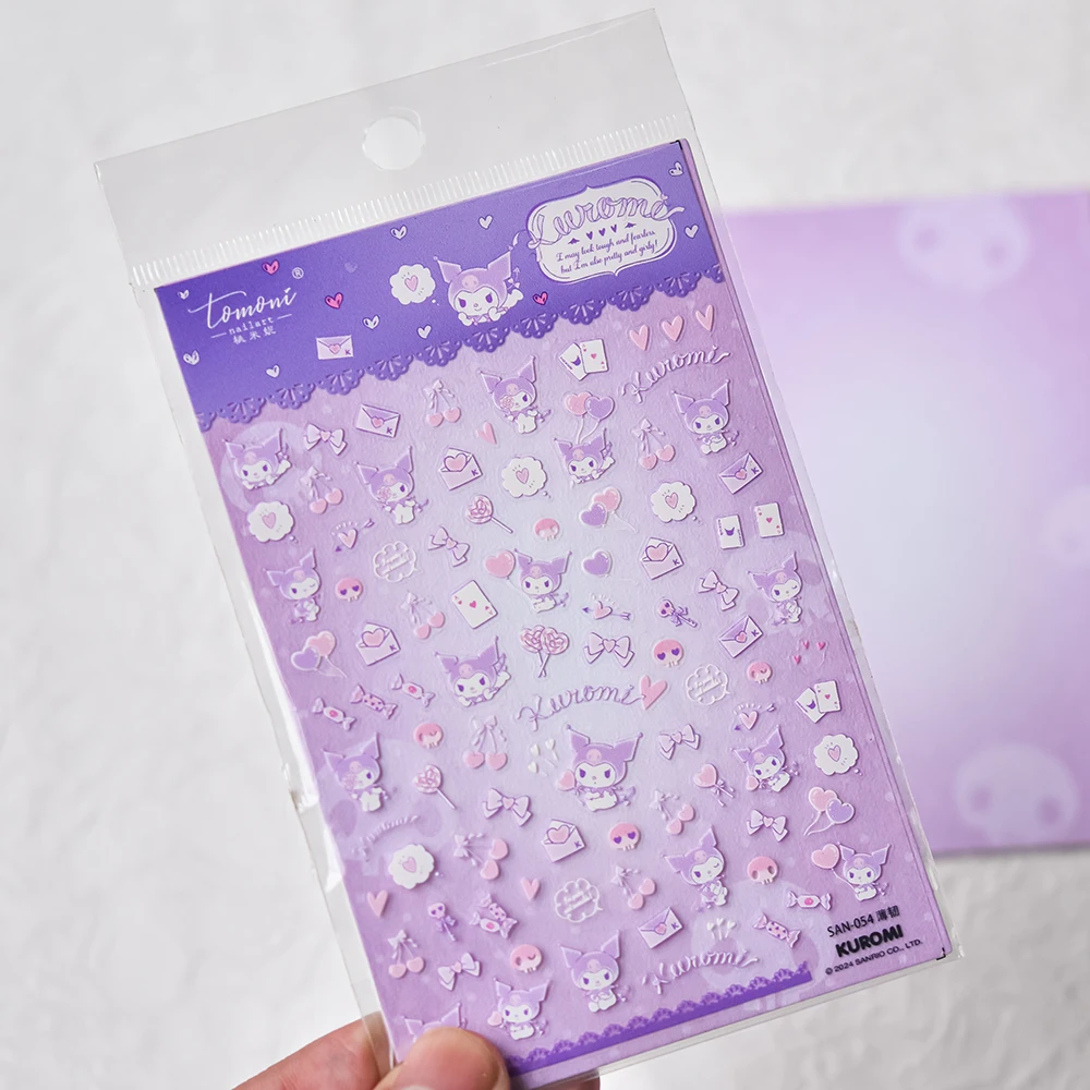 Tomoni 5D Cartoon Kuromi Nail Sticker Nail Art Supplies Nail Art Decals Cinnamoroll My Melody Stickers For Nails Press On Nails