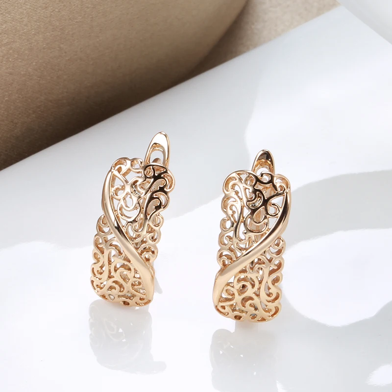 JULYDREAM Full Hollow Texture 585 Gold Color Drop Earrings Simple Party Daily Women French  Jewelry Fashion Ethnic Accessories