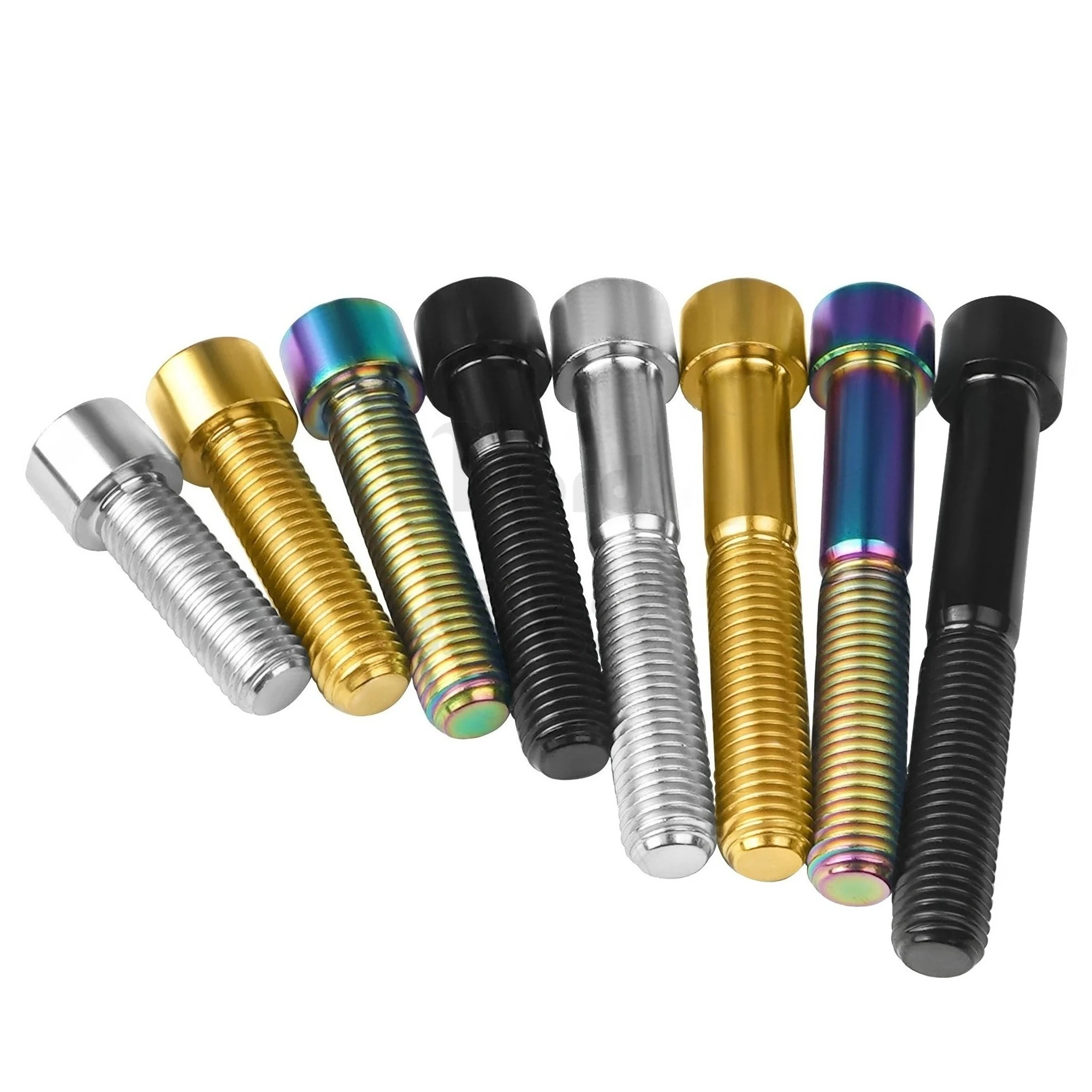 Baut Titanium M7/M8x15 20 25 30 32 35 40 43 45 50 60 70mm Kepala Kunci Allen Sekrup Ti untuk Sepeda Motor Mobil