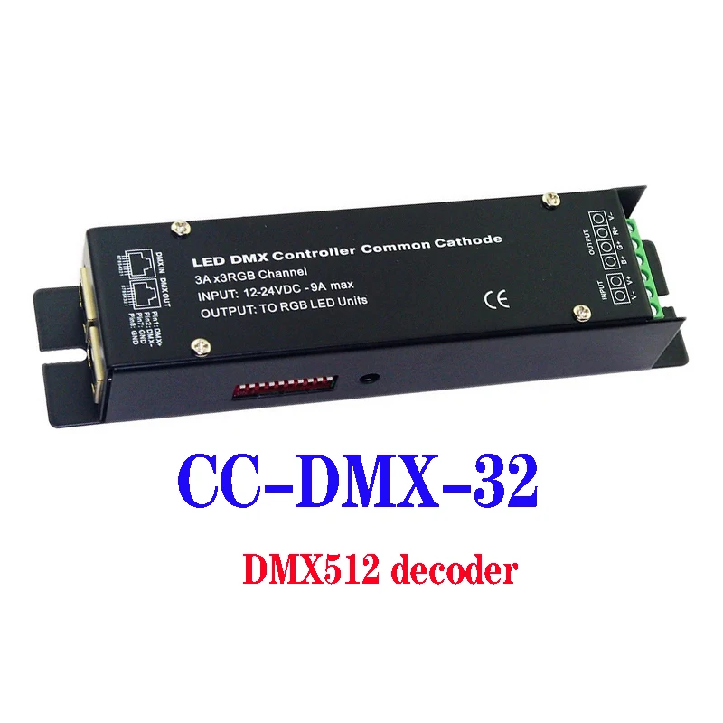 DC12V-24V 9A R+G+B+V-(common cathode) DMX512 decoder RGB controller for led strip light