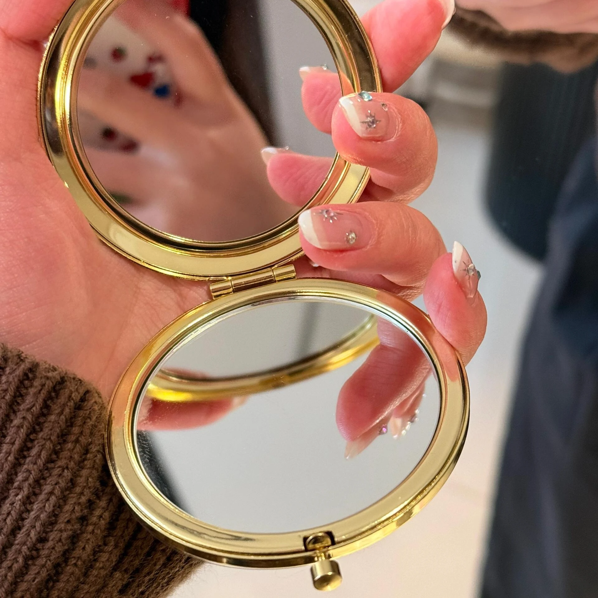 jiyi Magic Girl Mirror Heart Shaped Compact Hachiware Usagi Kawaii Double Sided Portable Makeup Mirror Gift Jewelry Box New view 4