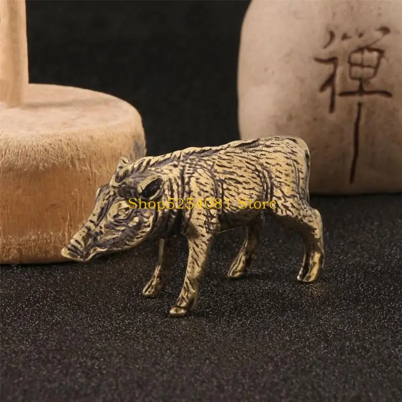 AXYC Brasses Wild Boar Miniature Sculpture with Antique Finish for Home Decors