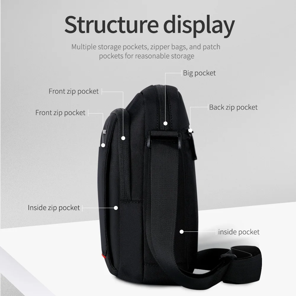 SWICKY Men Fashion Cross Body Business Bag Chest Bag Waterproof Outdoor Travel Single Shoulder Bag