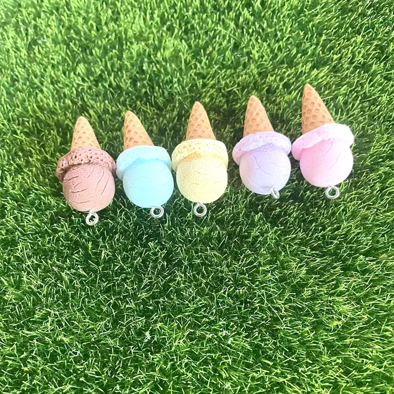 6Pcs 17*38mm Resin  Ice Cream Cone Charms Pendants Cabochon Charms Handmade Making Accessories DIY Earring Necklace