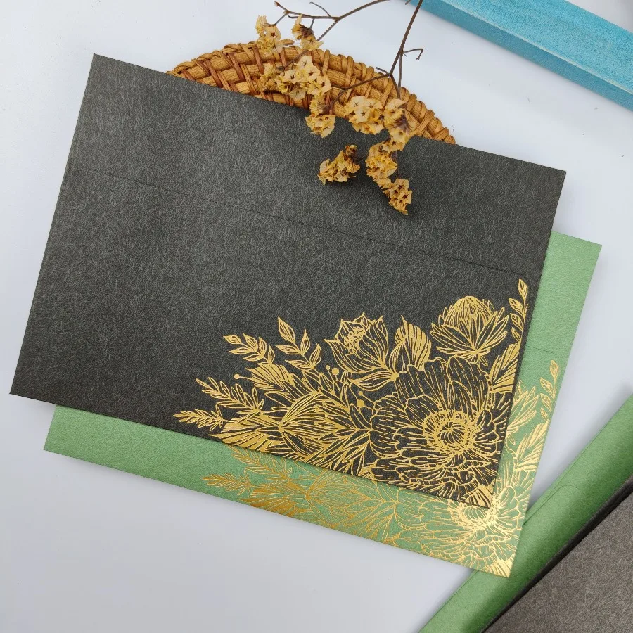 10Pcs Bronzing Envelopes, High-end Gift Packaging Envelopes, Wedding Invitations