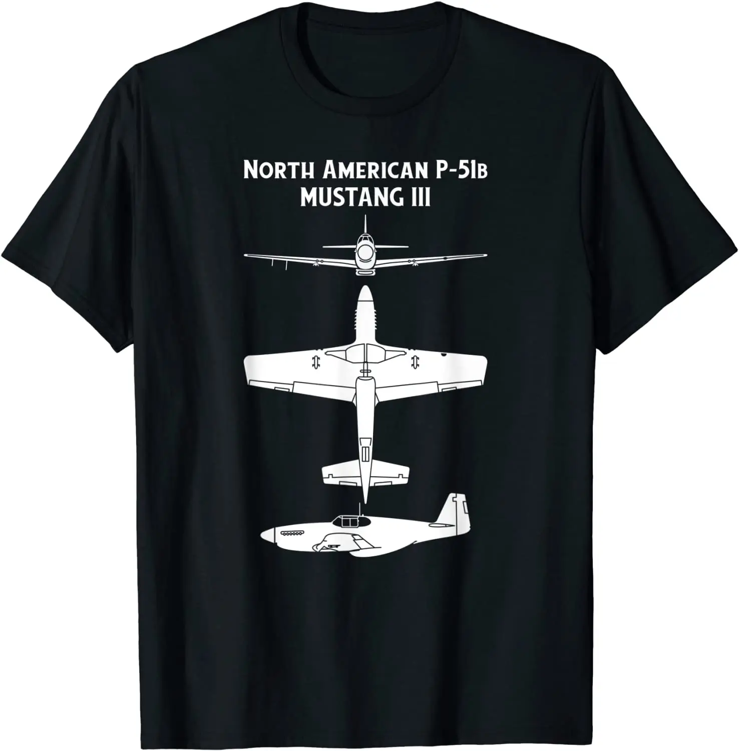 North American Aviation P-51 B Mustang III WWII Plane Men T-Shirt Short  Casual 100% Cotton Shirts