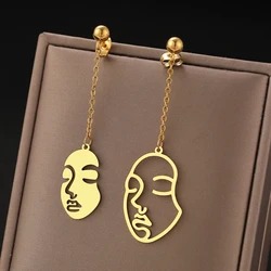 Stainless Steel Earrings Beauty Face Abstract Design Exquisite Versatile Fashion Pendant Earrings For Women Jewelry Girls Party