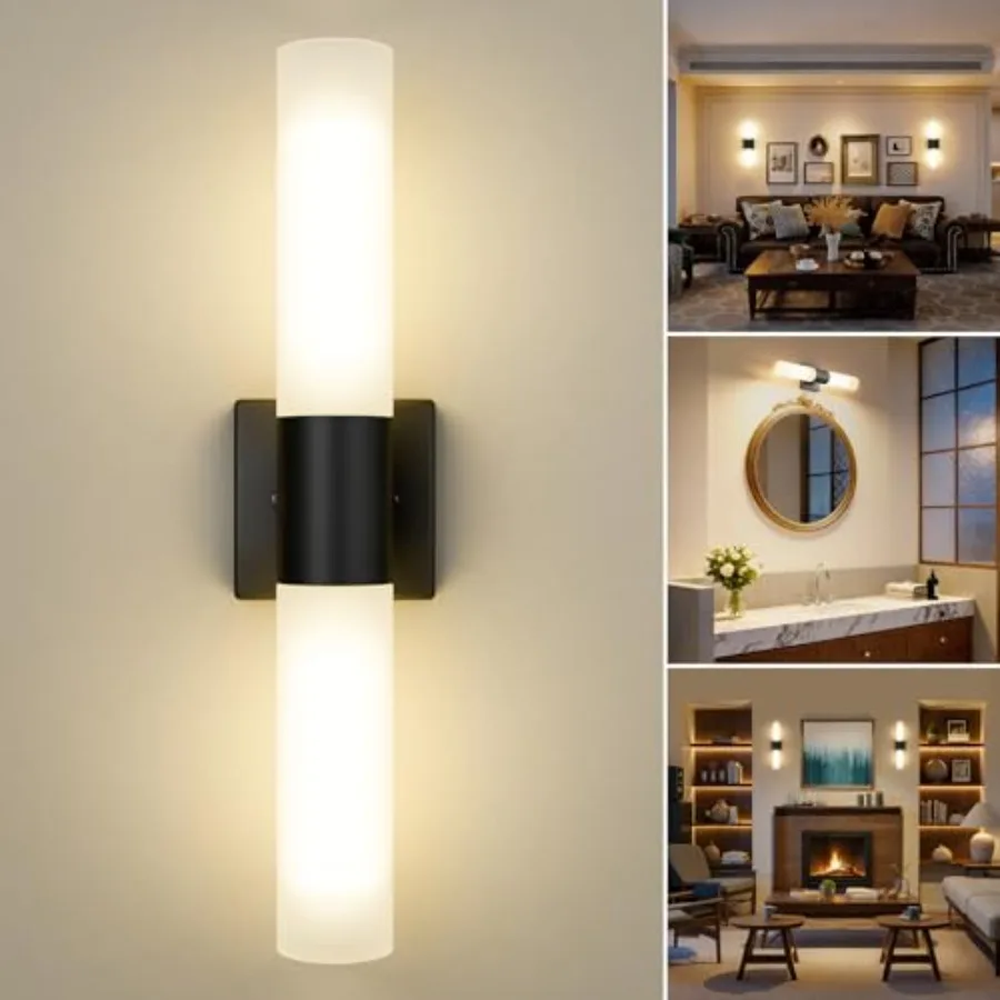 

Bathroom Wall Sconce Fixture, 21 Inch Modern Vanity Lights with Frosted Glass Shade, Indoor Sconces Lighting Wall Decor Lamps f