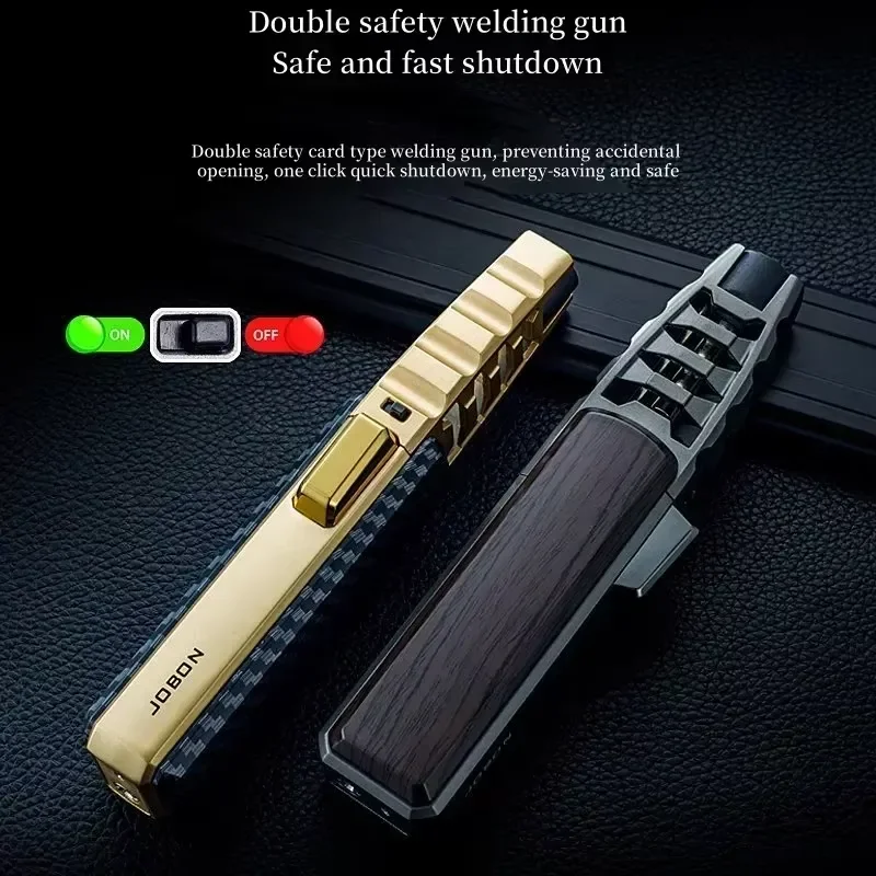 JOBON Metal Windproof Butane Torch Lighter Blue Flame 360 Degree Ignition for Cigar Kitchen BBQ Jewelry Welding Outdoor Tools