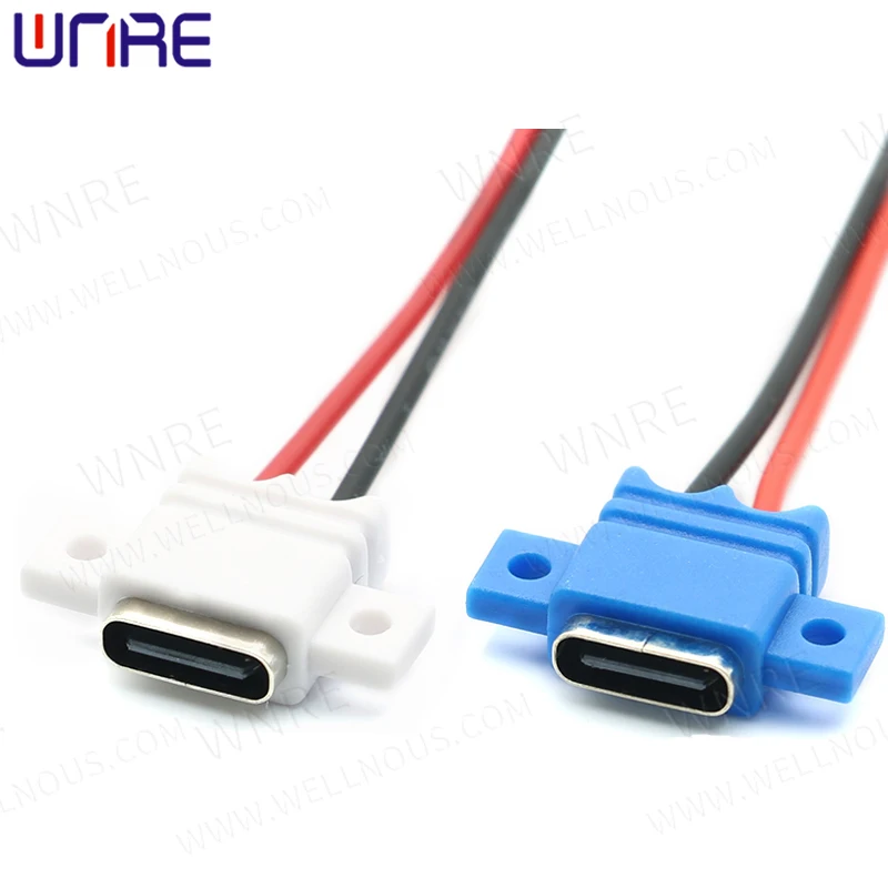 Front Locking Screw TYPE-00090 2P With Wire Waterproof Female Power Connection Port Socket Fast Charging USB Connector