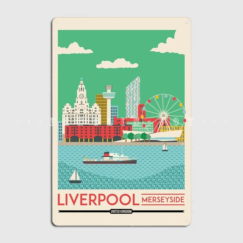 Liverpool Cityscape Poster Metal Plaque Pub Wall Decor Pub Garage Create Tin Sign Poster