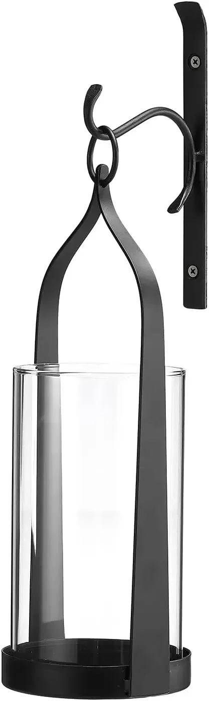 

Современный настенный светильник в средневековом стиле с подсвечником из ураганного стекла, черный, в стиле фермерского дома