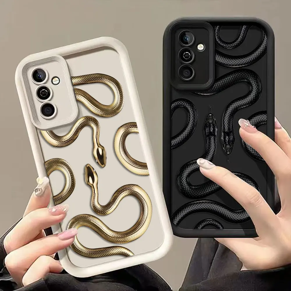 Gold Black Purple Snake Phone Case For Samsung A07 A50 A70 A03 A03S A04 A05 A05S A06 A11 A12 A10 M16 M34 M51 M54 NOTE 20 Cover