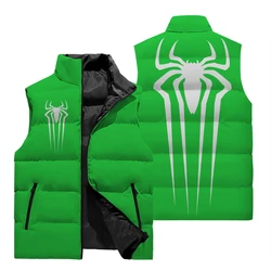 Otoño/Invierno 2024 nueva moda Horror araña cráneo patrón Color a juego hombres Pop chaqueta de Color sólido 3D impreso invierno cálido