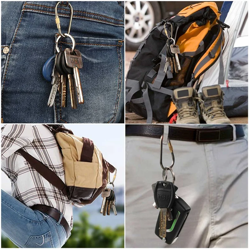 

6PCS Mini Titanium Locking Carabiner,Small Sturdy D-Ring Keychain Clip for Indoor Outdoor Backpack Climbing-AA85