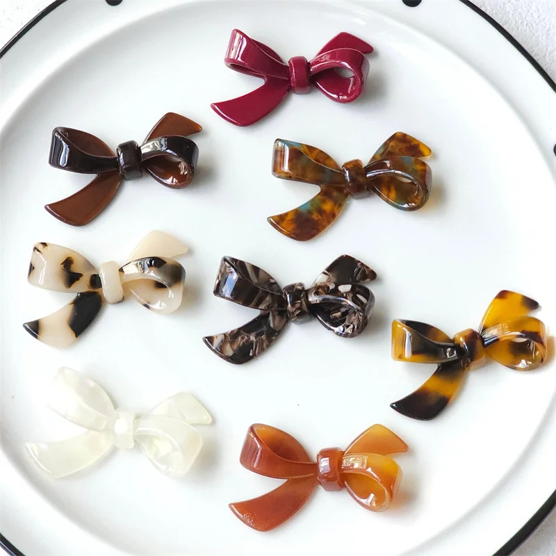 

Минимальный заказ 20 шт./лот, акриловые бусины-кабошоны в форме банта с геометрическим принтом, для изготовления украшений, аксессуаров для одежды и волос