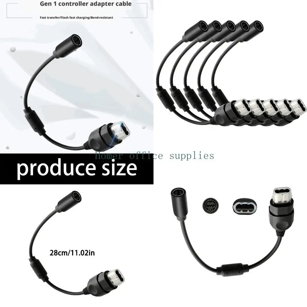 K43B Game Controller USB Breakaway Connection Cable, 28 Flexible PVC Outer Layer, Black Direct Use Cord for Daily