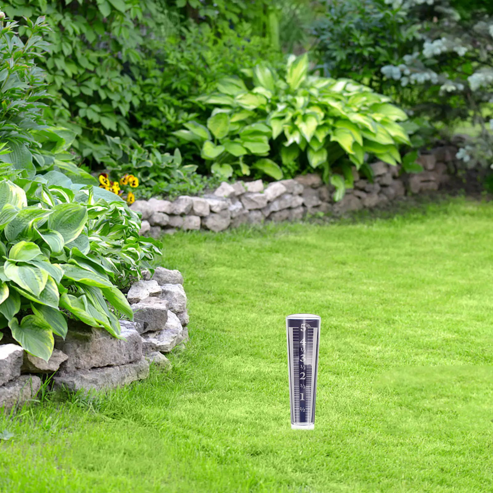 Garden Weather Station - เครื่องวัดปริมาณน้ำฝนพลาสติกใสสำหรับใช้งานกลางแจ้ง พร้อมสเกลวัดและดีไซน์เสา สำหรับวัดปริมาณน้ำฝนในสนามหญ้า สวน ฟาร์ม และอุปกรณ์สถานีตรวจอากาศ