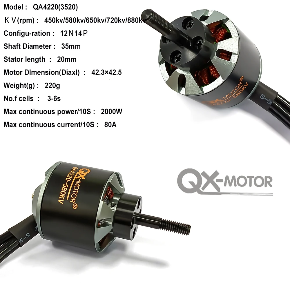 

12x6 12x6.5 12X8 14X9.5 14x8 propeller and Brushless Motor QA4220 3520 for RC Multirotor Helicopter Drone Parts