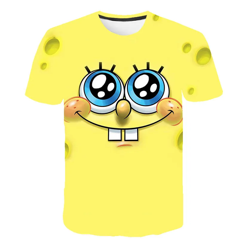 Cartoon anime SpongeBob SquarePants children\'s top T-shirt short sleeved Pi big star boys and girls short sleeved T-shirt