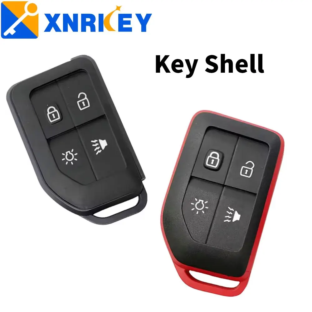 

XRNKEY 4-кнопочный чехол для ключа Volvo, чехол для смарт-ключа автомобиля, красная рамка/черная рамка