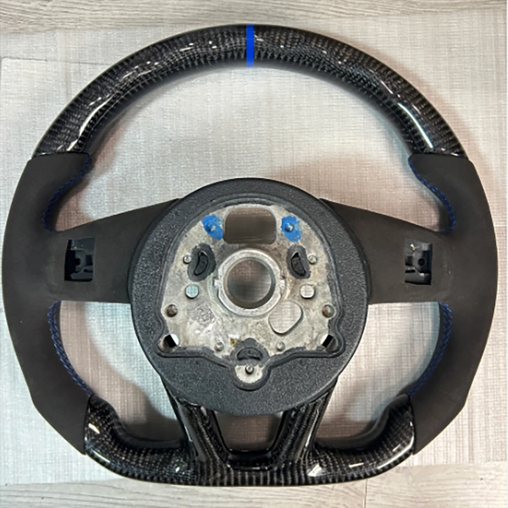 

For Audi B9 A3 A5 RS3 RS4 RS5 S3 S4 S5 2018 2019 2020 2021 2022Blue Stitching AlcaReal Carbon Fiber Steering Wheel Custom Style