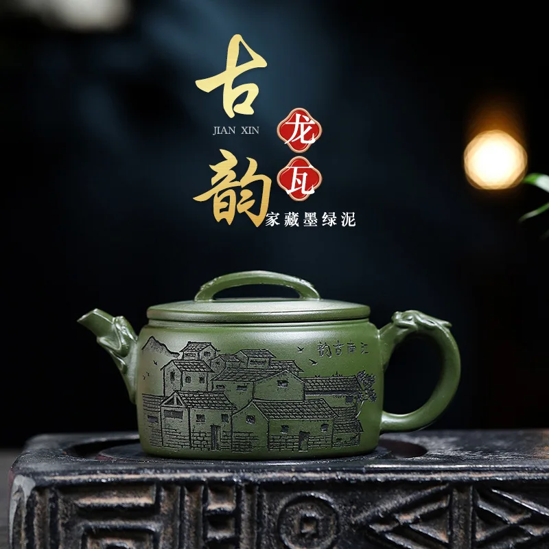 Yixing Fully Handmade Dark Green Famous Artist's Purple Clay Teapot Available For Wholesale Starting From One Piece Ancient