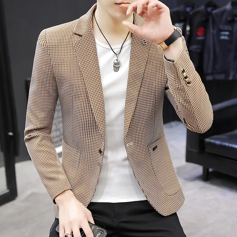 New boutique fashion trend casual suit men\'s suit Korean version slim handsome single west jacket men\'s small suit