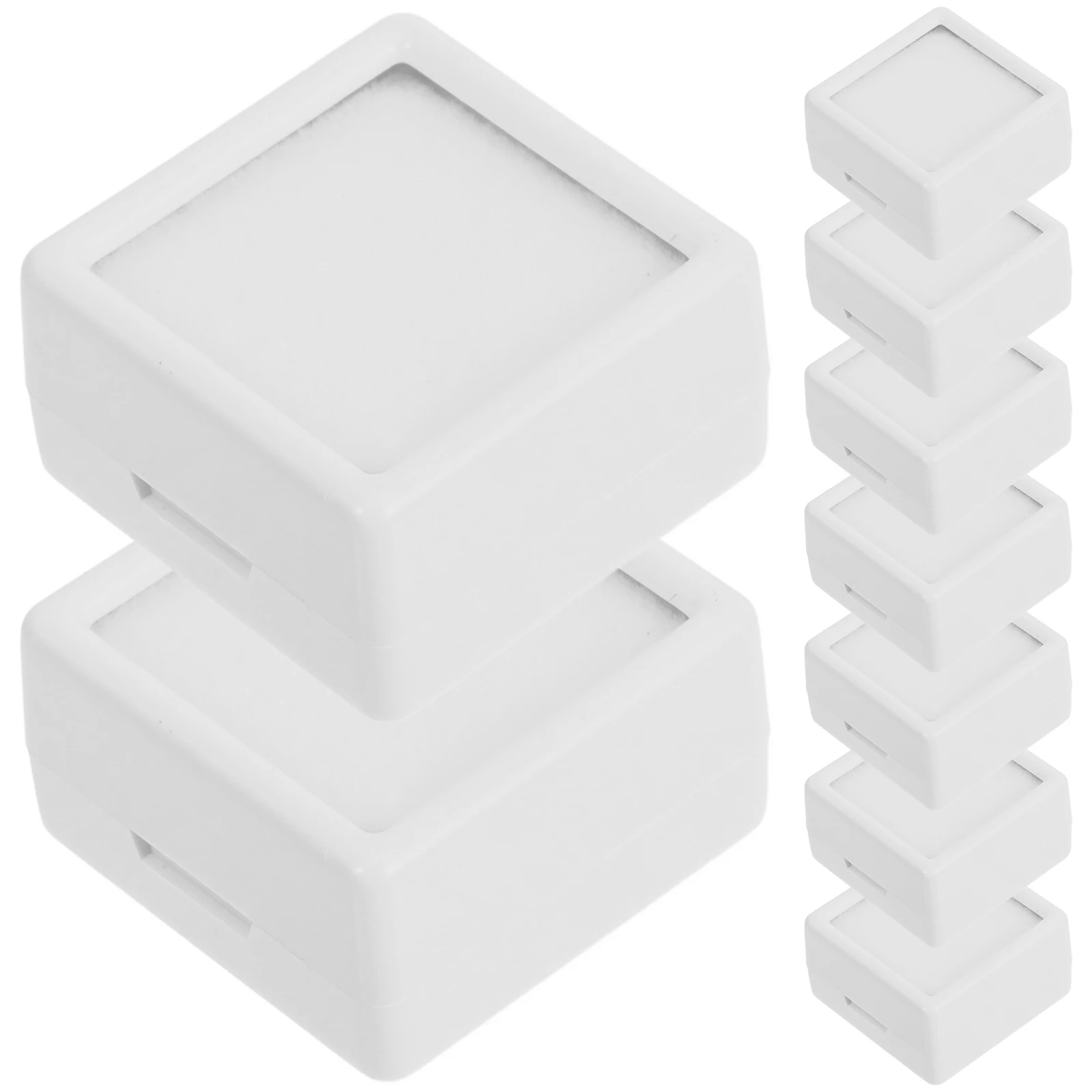 

12pcs Clear Square Gemstone Display Storage Case Lid Sponge Filled Small Transparent Plastic Organizer Rings Stones Beads