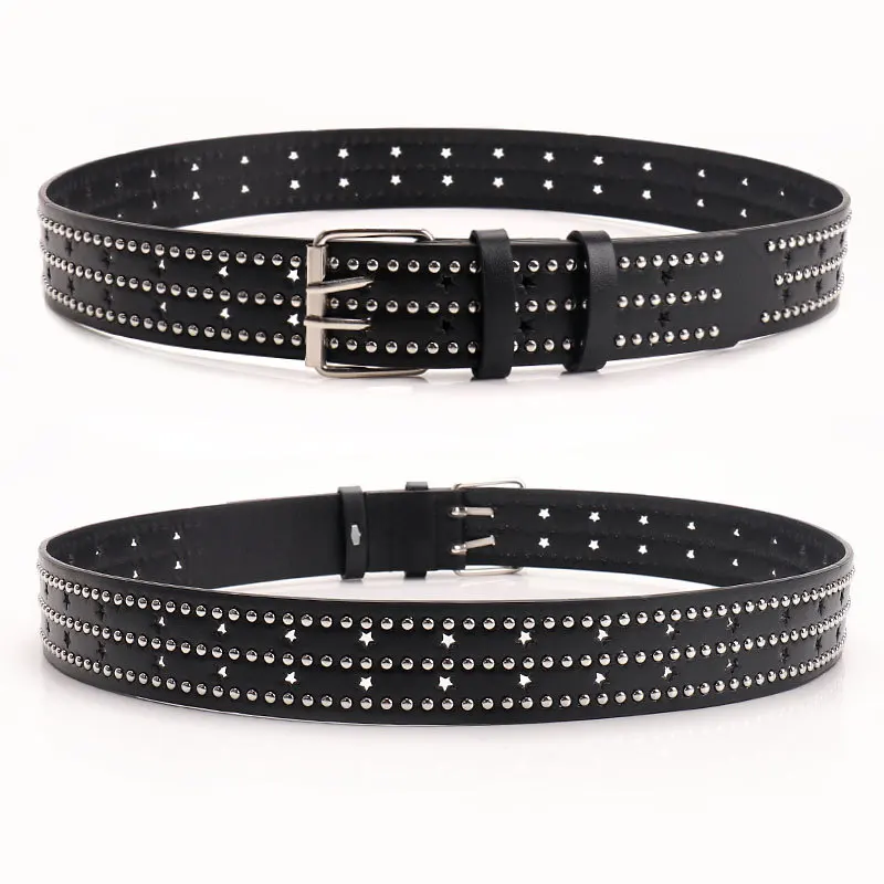 Cross-Border Europe and AmericainsWomen's Waist Belt Trendy Personality Rivet Five-Star Punk Hot Girl Belt for Women with Jeans