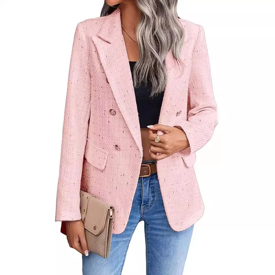 Elegant Coat Women Turn Down Collar Coats V Neck Single Breasted Spring Y2k Streetwear Button Fake Pocket Jacket Top Jackets