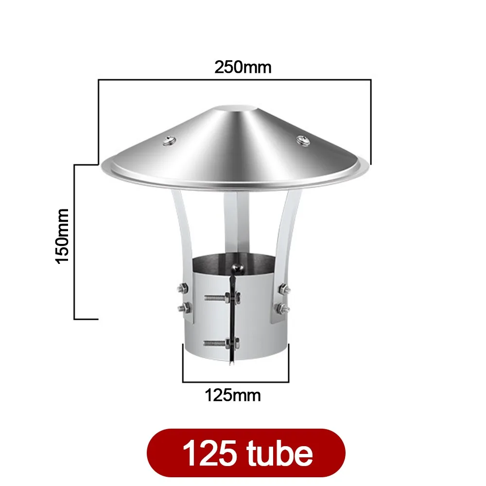 75-160mm Ventilated Rain Cap Stainless Steel Exterior Wall Air Outlet Stove Pipe Protector Cover Roof Duct Vent Fireplaces