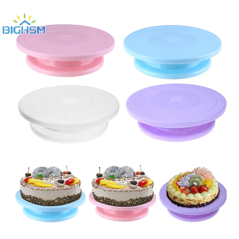 Plastic Cake Plate Turntable Rotating Anti-skid Round Cake Stand Cake Decorating Rotary Table Kitchen Pan Baking Tool