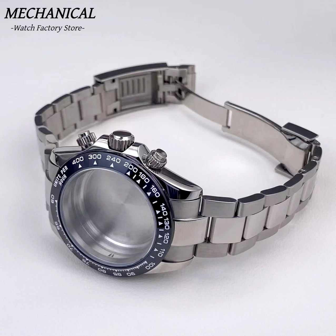 39 mm VK63 Uhrengehäuse mit Keramiklünette und Saphirglas, Edelstahl, Herrenuhr-Zubehör für VK63 Quarzwerk – Detail 2