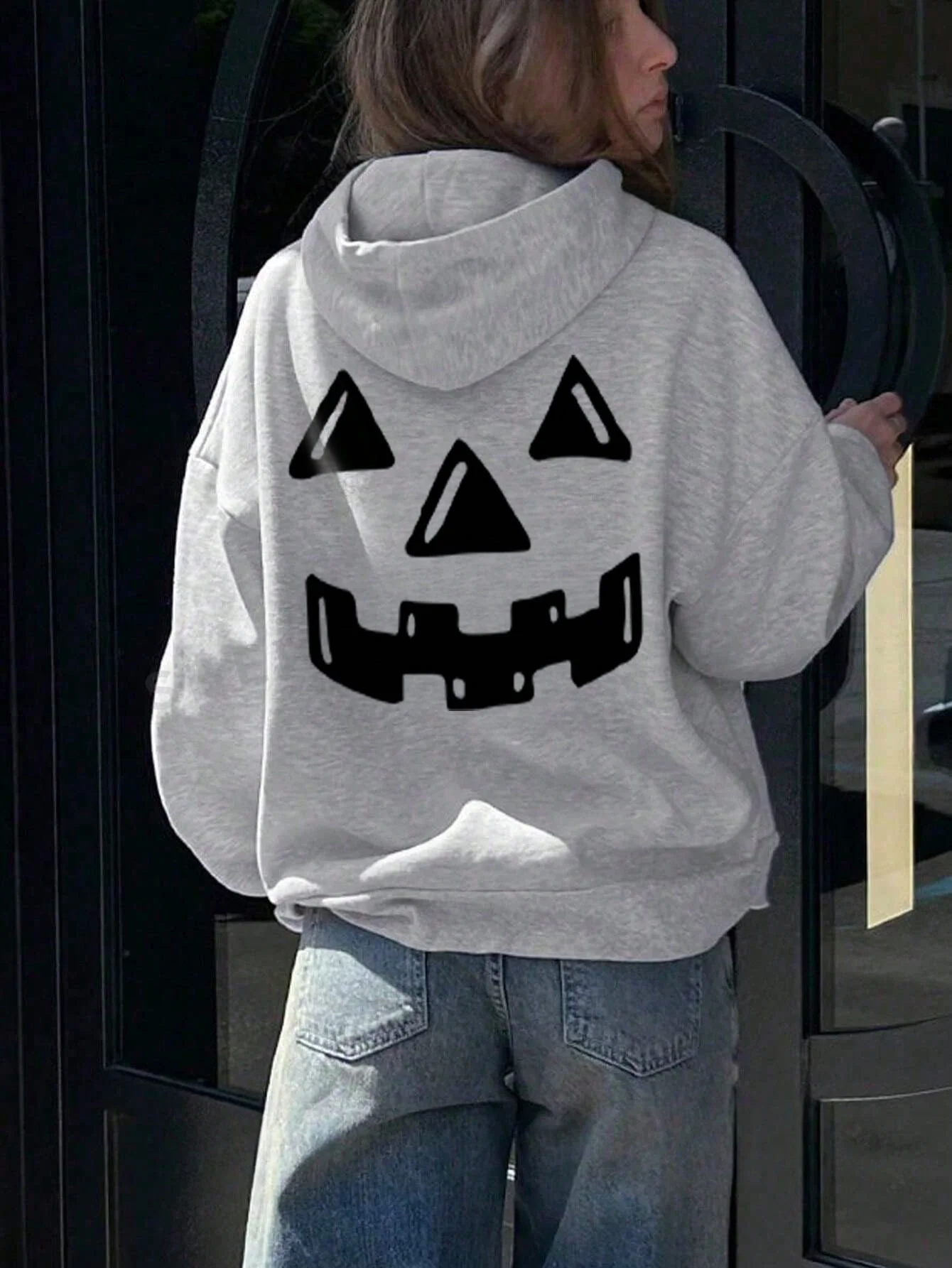 Women sweatshirts halloween pumpkin Evil smiley face print winter clothes women outerwears cheap y2k sweat-shirt hoodies women