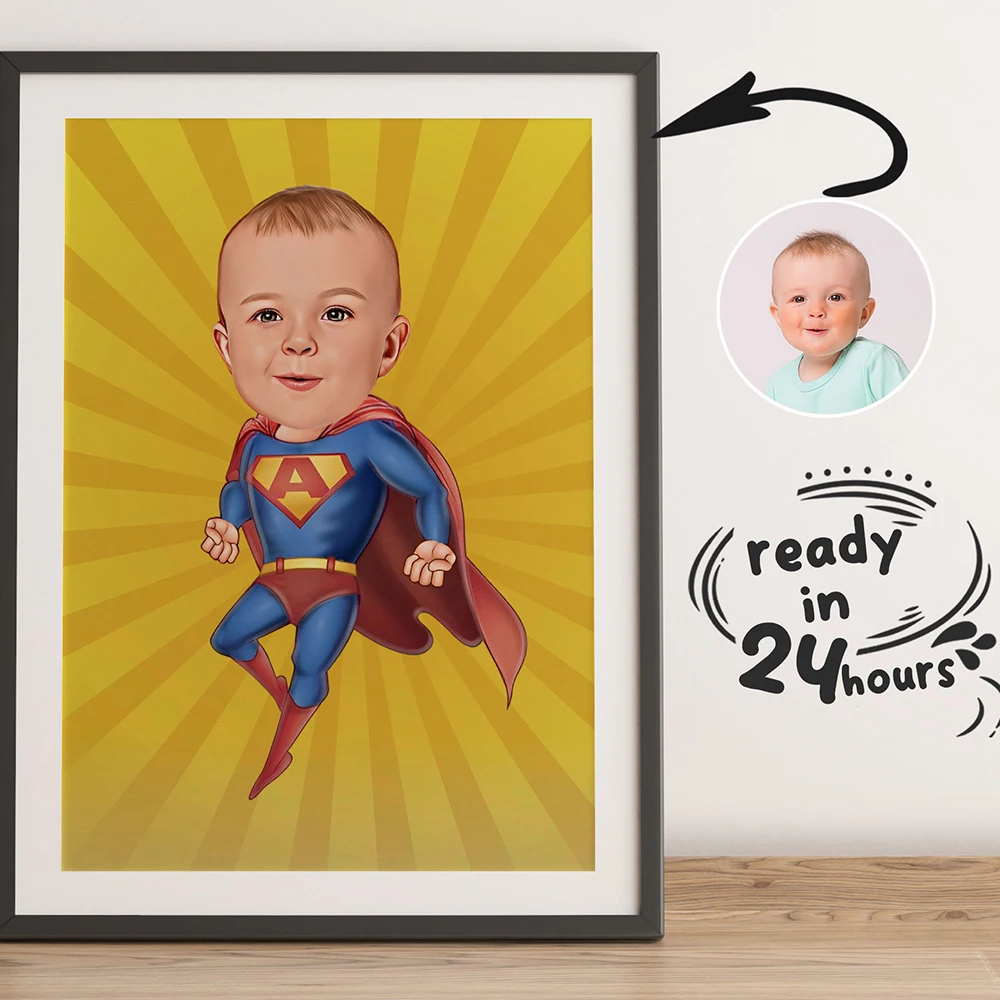 

Kids Super Hero Baby Cartoon Personal Wall Art Poster And Prints Picture Canvas Painting Decoration for Bedroom or Living Room